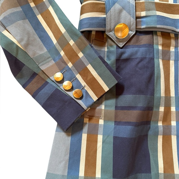 CABI Style #6248 Highclere Trench 100% cotton plaid trench coat NWOT- sz Medium - Picture 7 of 16